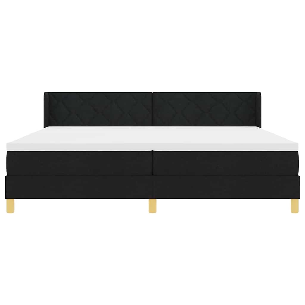 vidaXL Łóżko sprężynowe z materacem Czarny 200 x 200 cm tkanina