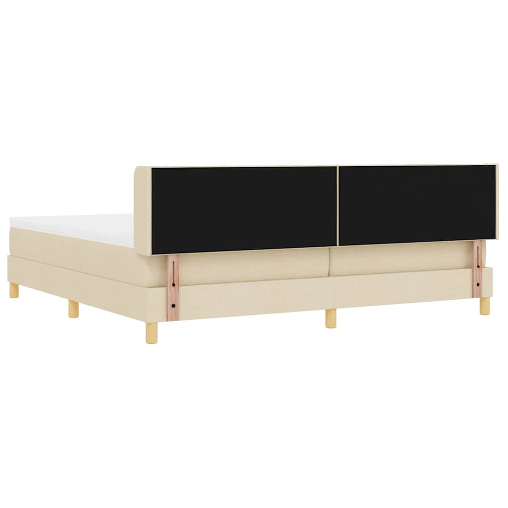 vidaXL Łóżko sprężynowe Z zagłówkiem Kremowy 200 x 200 cm tkanina