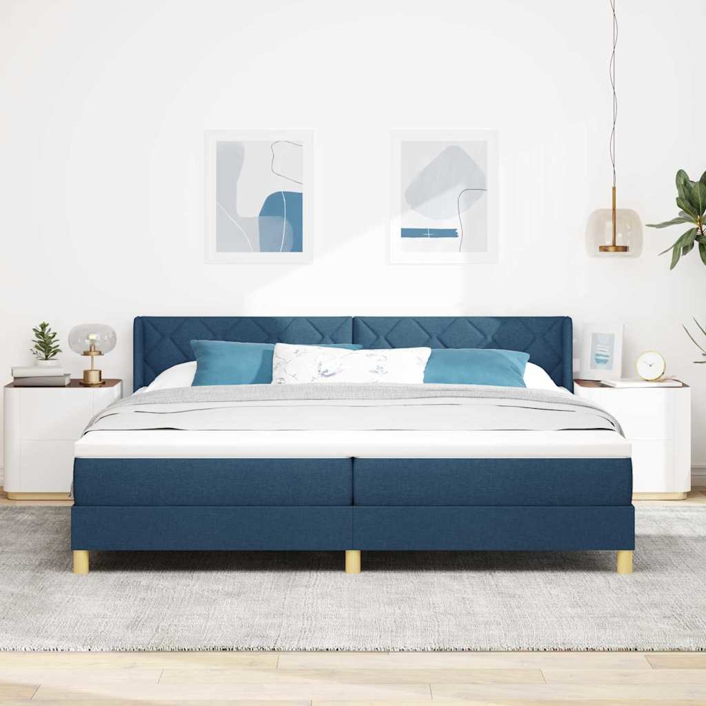 vidaXL Łóżko sprężynowe z materacem Niebieski 200 x 200 cm tkanina