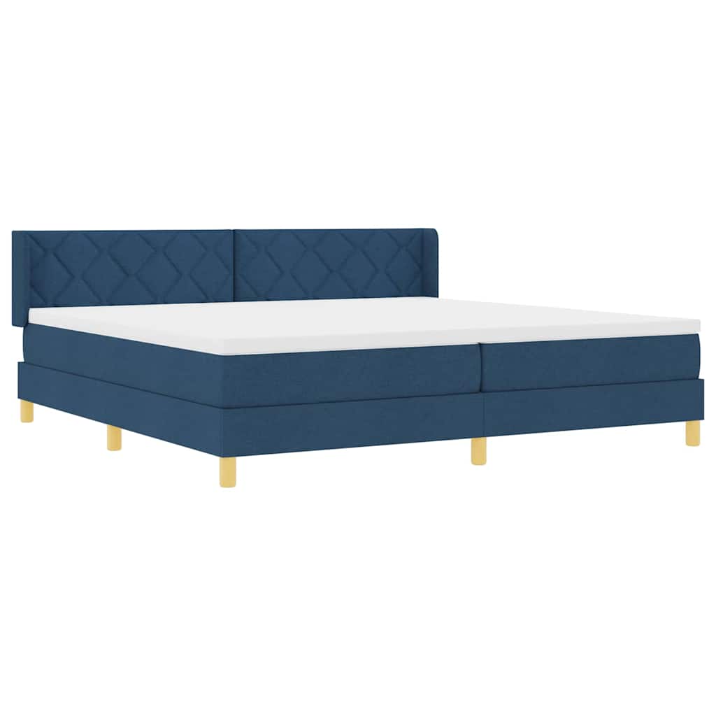 vidaXL Łóżko sprężynowe z materacem Niebieski 200 x 200 cm tkanina
