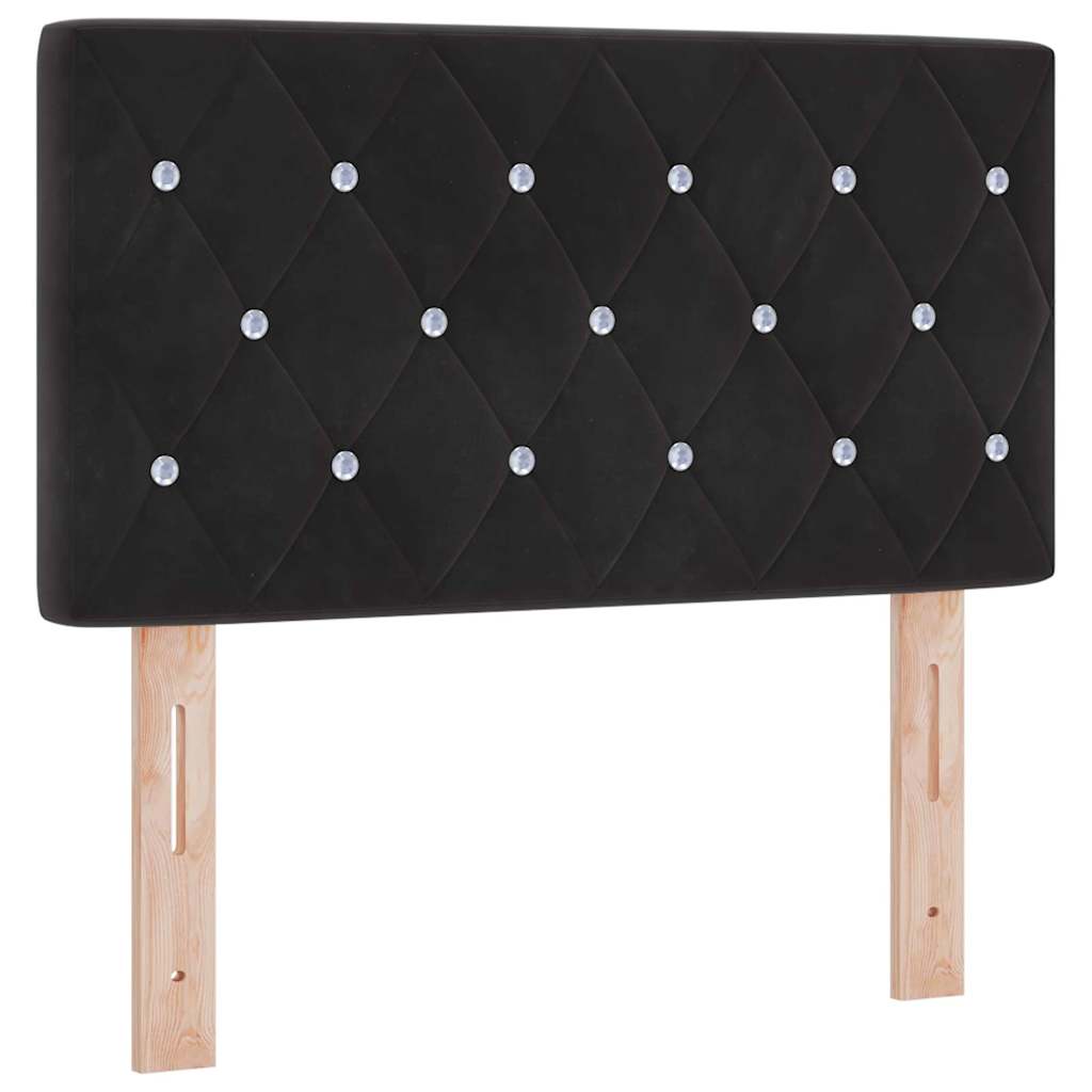 vidaXL Łóżko sprężynowe Z zagłówkiem Czarny 200 x 80 cm Aksamit