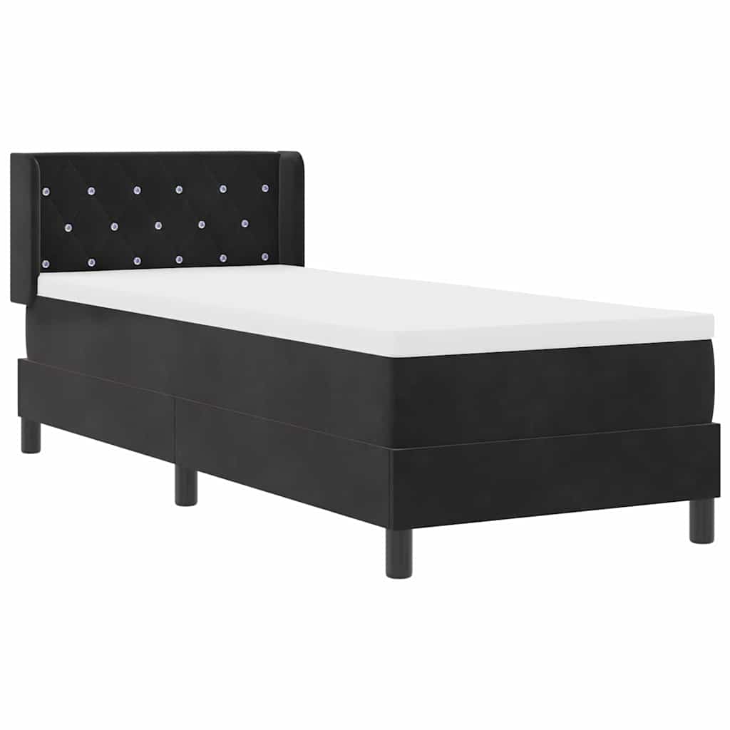 vidaXL Łóżko sprężynowe Z zagłówkiem Czarny 200 x 80 cm Aksamit