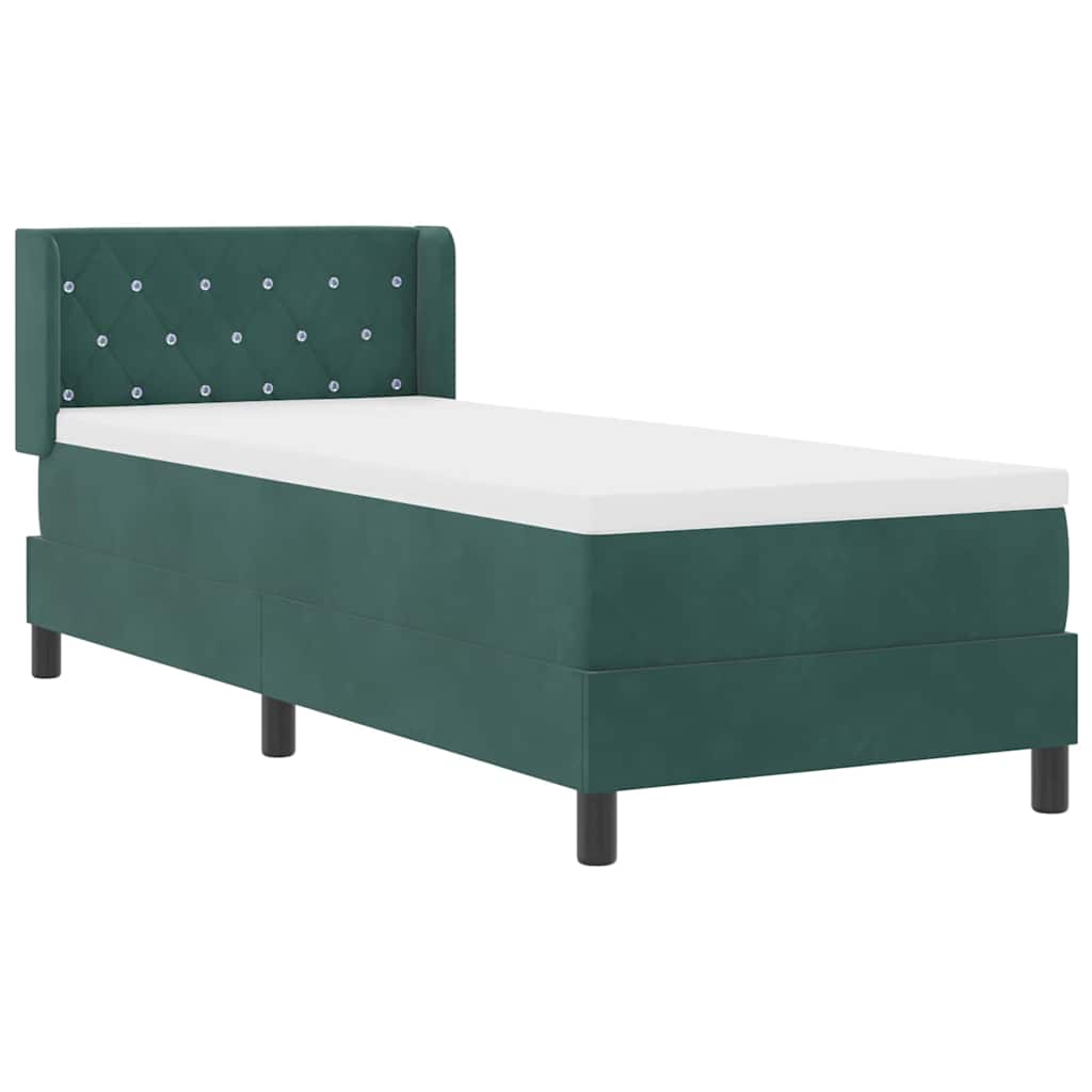 vidaXL Łóżko sprężynowe Z zagłówkiem Ciemna zieleń 200 x 80 cm Aksamit