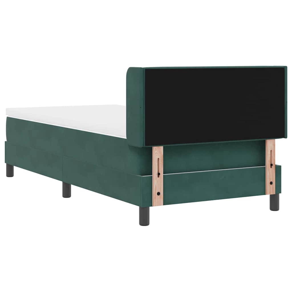 vidaXL Łóżko sprężynowe Z zagłówkiem Ciemna zieleń 190 x 90 cm Aksamit