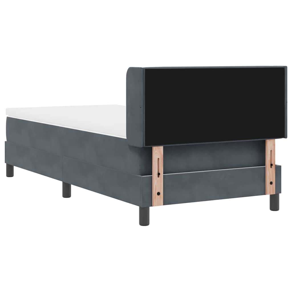 vidaXL Łóżko sprężynowe Z zagłówkiem Ciemnoszary 200 x 90 cm Aksamit