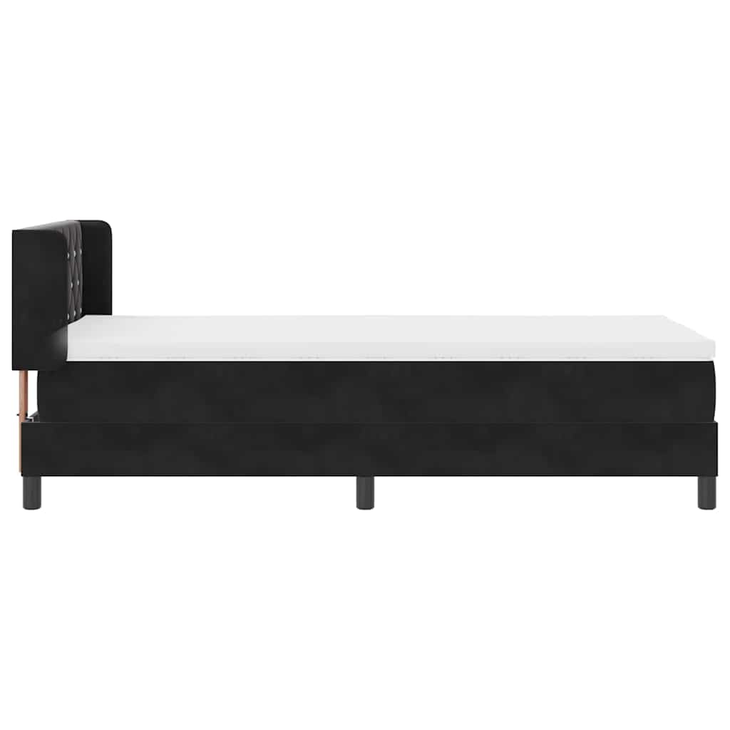 vidaXL Łóżko sprężynowe Z zagłówkiem Czarny 200 x 90 cm Aksamit