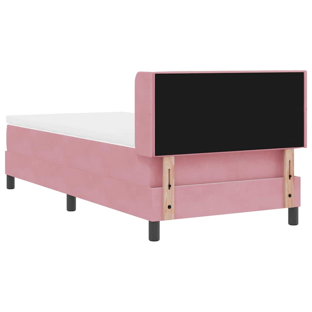 vidaXL Łóżko sprężynowe Z zagłówkiem Różowy 200 x 90 cm Aksamit