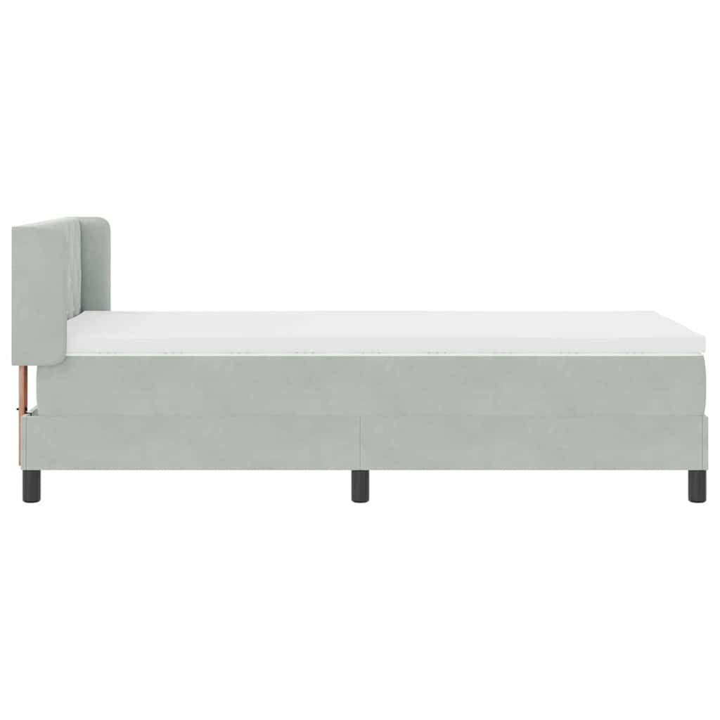 vidaXL Łóżko sprężynowe Z zagłówkiem Jasnoszary 200 x 100 cm Aksamit
