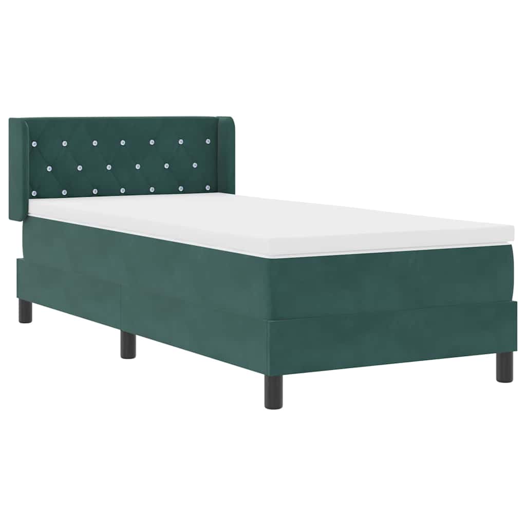 vidaXL Łóżko sprężynowe Ciemna zieleń 200 x 100 cm Aksamit