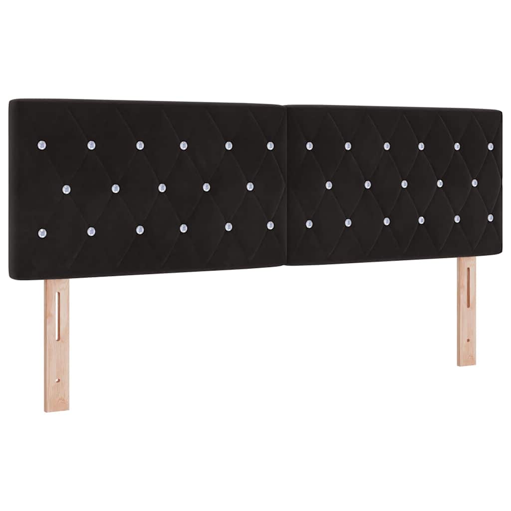 vidaXL Łóżko sprężynowe Z zagłówkiem Czarny 200 x 140 cm Aksamit