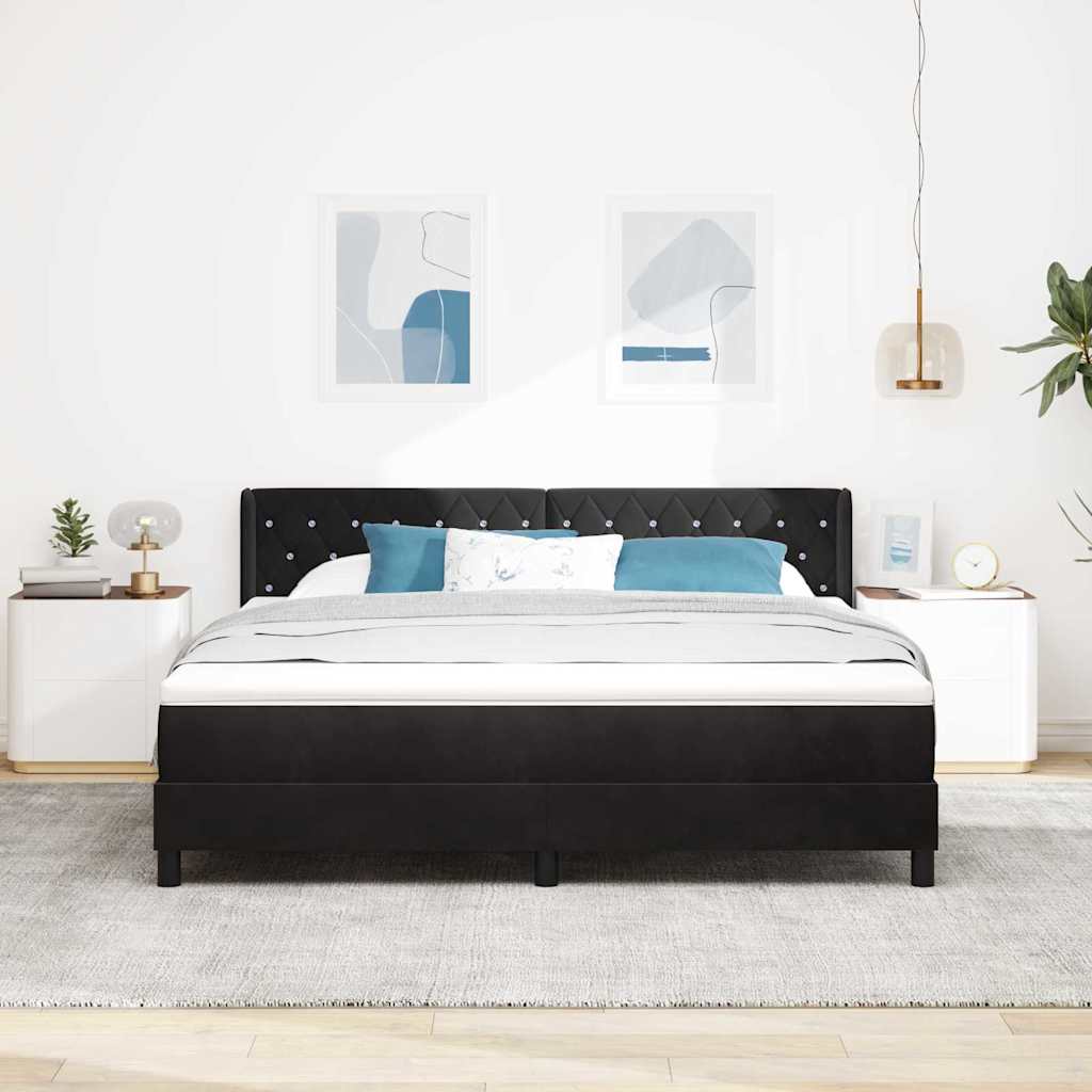 vidaXL Łóżko sprężynowe Z zagłówkiem Czarny 200 x 180 cm Aksamit