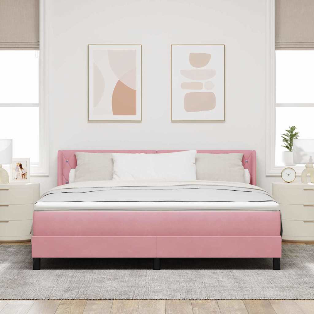 vidaXL Łóżko sprężynowe Z zagłówkiem Różowy 200 x 180 cm Aksamit