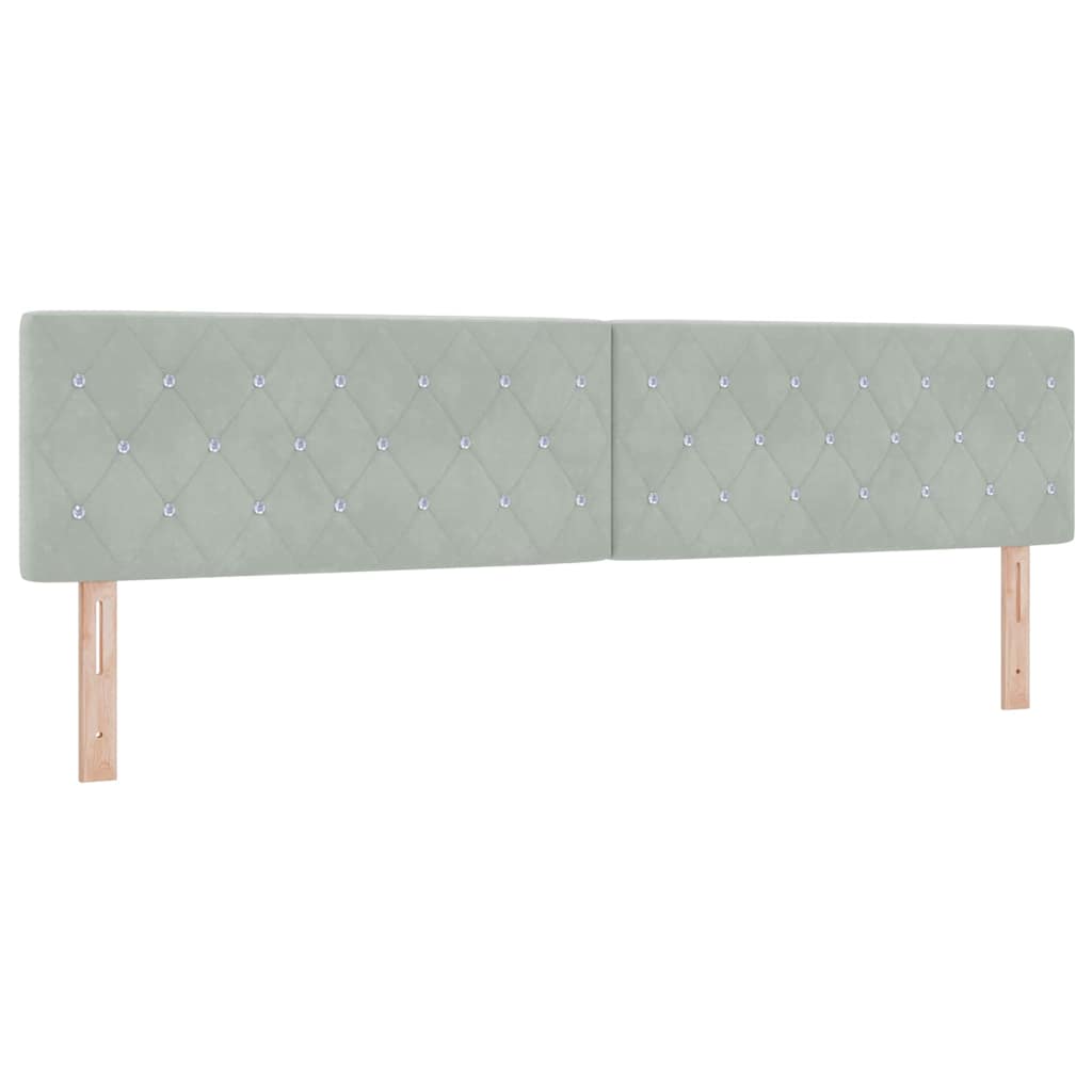 vidaXL Łóżko sprężynowe Z zagłówkiem Jasnoszary 200 x 200 cm Aksamit