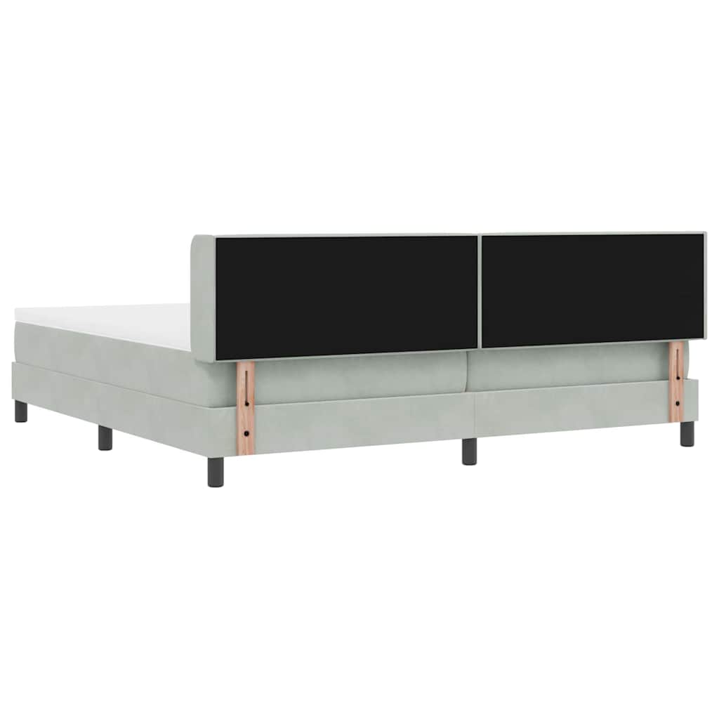 vidaXL Łóżko sprężynowe Z zagłówkiem Jasnoszary 200 x 200 cm Aksamit