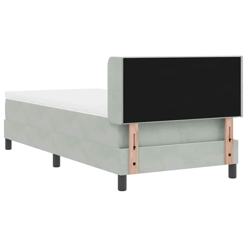 vidaXL Łóżko sprężynowe Z zagłówkiem Jasnoszary 200 x 80 cm Aksamit
