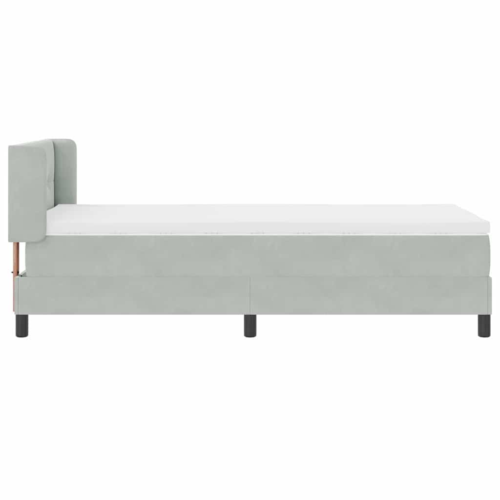 vidaXL Łóżko sprężynowe Z zagłówkiem Jasnoszary 200 x 80 cm Aksamit