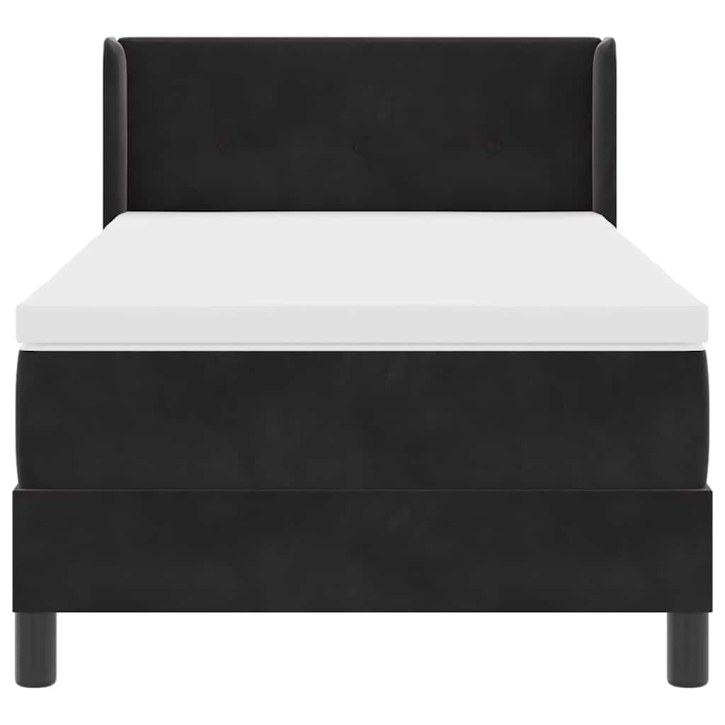 vidaXL Łóżko sprężynowe Z zagłówkiem Czarny 200 x 80 cm Aksamit