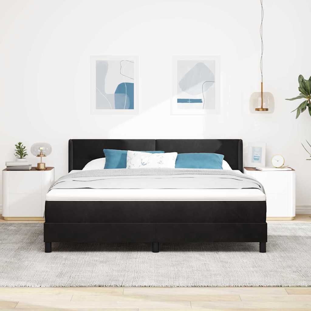 vidaXL Łóżko sprężynowe Z zagłówkiem Czarny 200 x 180 cm Aksamit