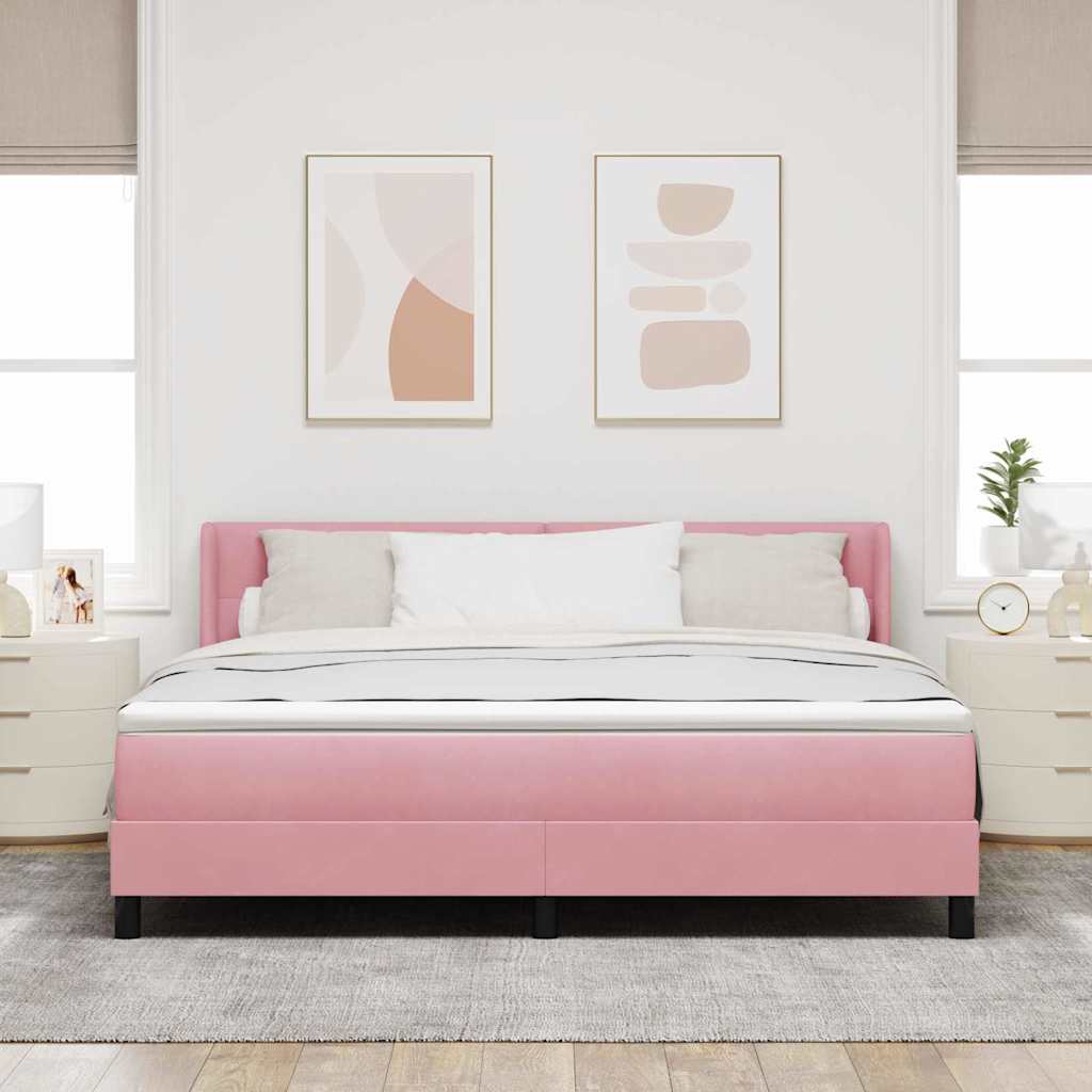 vidaXL Łóżko sprężynowe Z zagłówkiem Różowy 200 x 180 cm Aksamit
