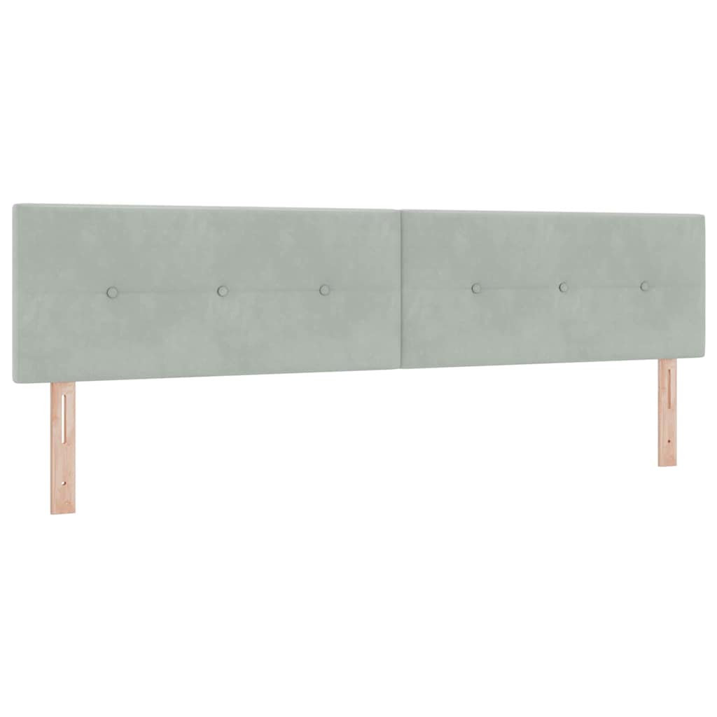 vidaXL Łóżko sprężynowe Z zagłówkiem Jasnoszary 200 x 200 cm Aksamit