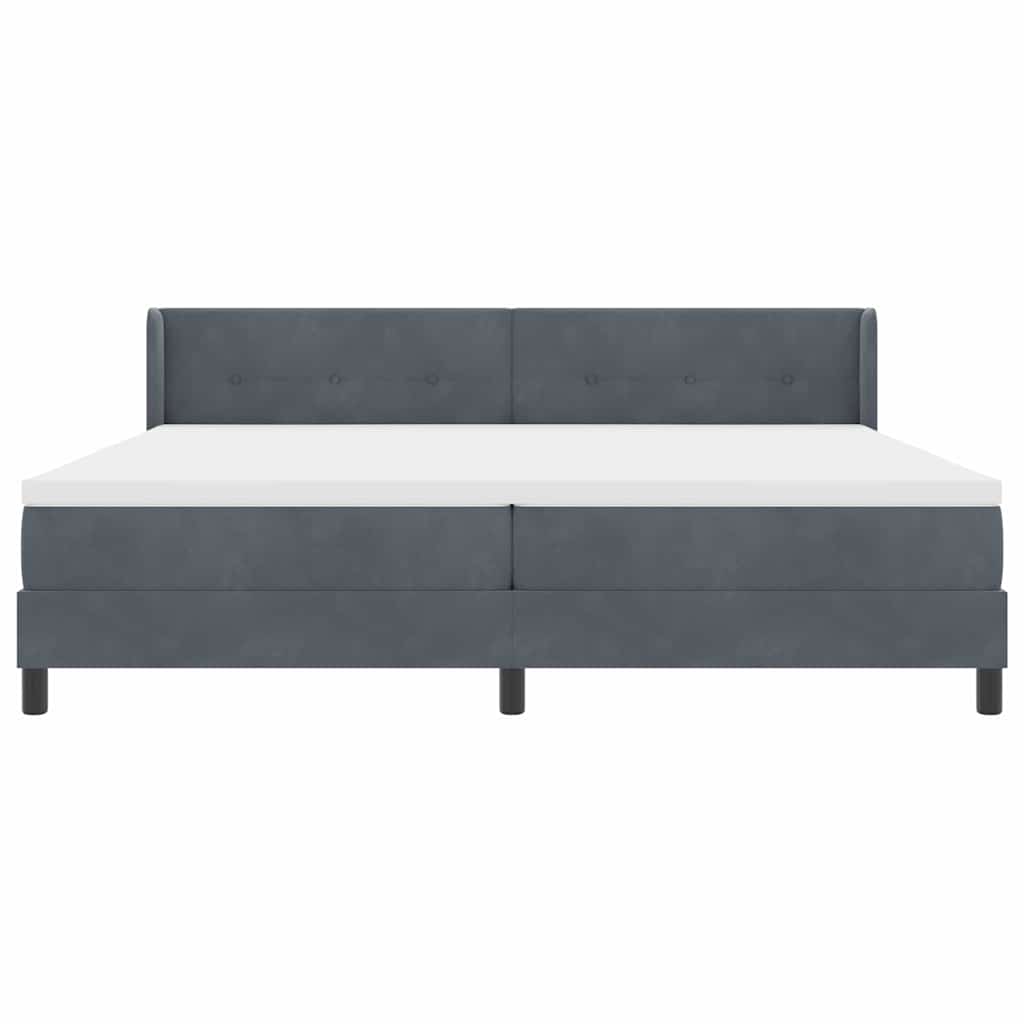 vidaXL Łóżko sprężynowe Z zagłówkiem Ciemnoszary 200 x 200 cm Aksamit