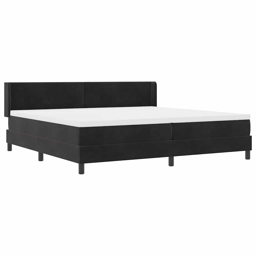 vidaXL Łóżko sprężynowe Z zagłówkiem Czarny 200 x 200 cm Aksamit