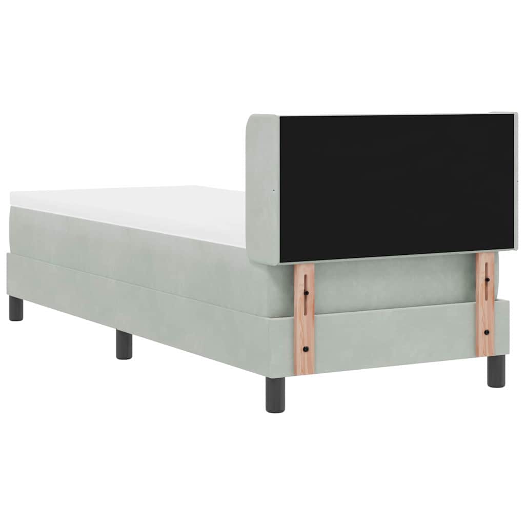 vidaXL Łóżko sprężynowe Z zagłówkiem Jasnoszary 200 x 80 cm Aksamit
