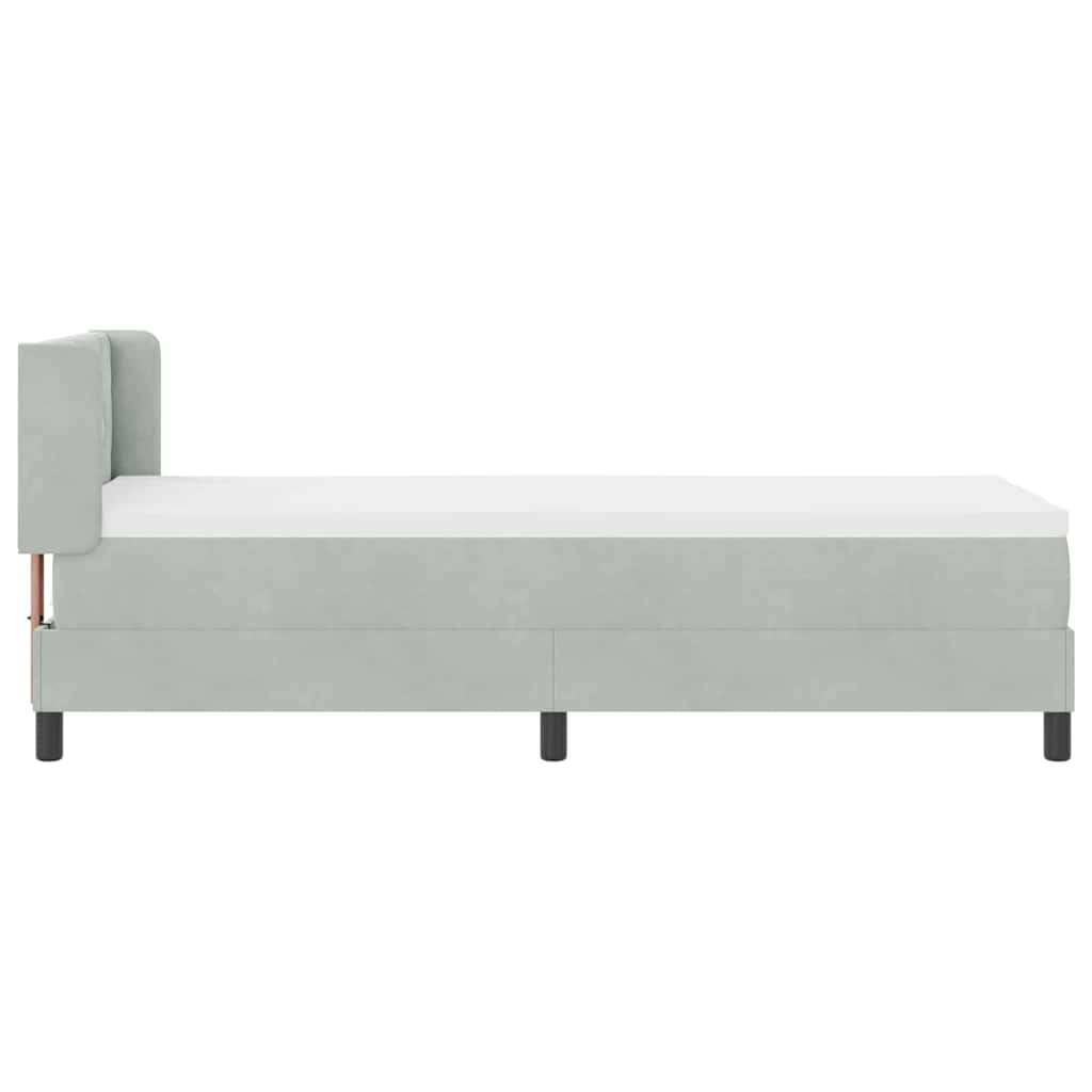 vidaXL Łóżko sprężynowe Z zagłówkiem Jasnoszary 200 x 80 cm Aksamit