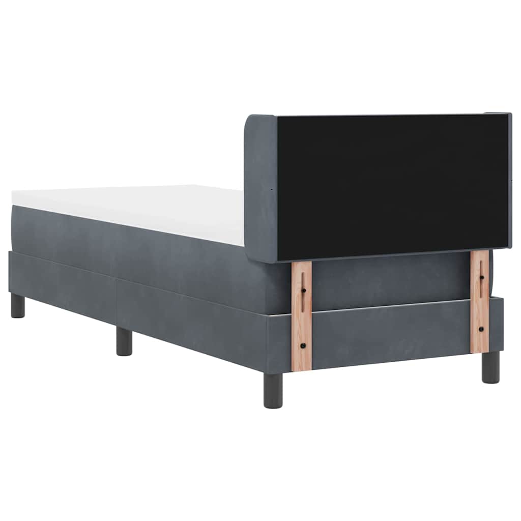 vidaXL Łóżko sprężynowe Z zagłówkiem Ciemnoszary 200 x 80 cm Aksamit