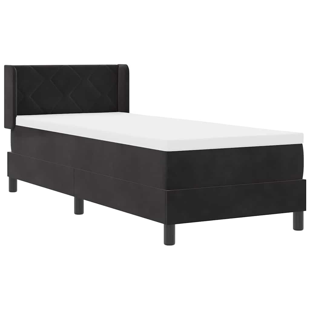 vidaXL Łóżko sprężynowe Z zagłówkiem Czarny 200 x 80 cm Aksamit