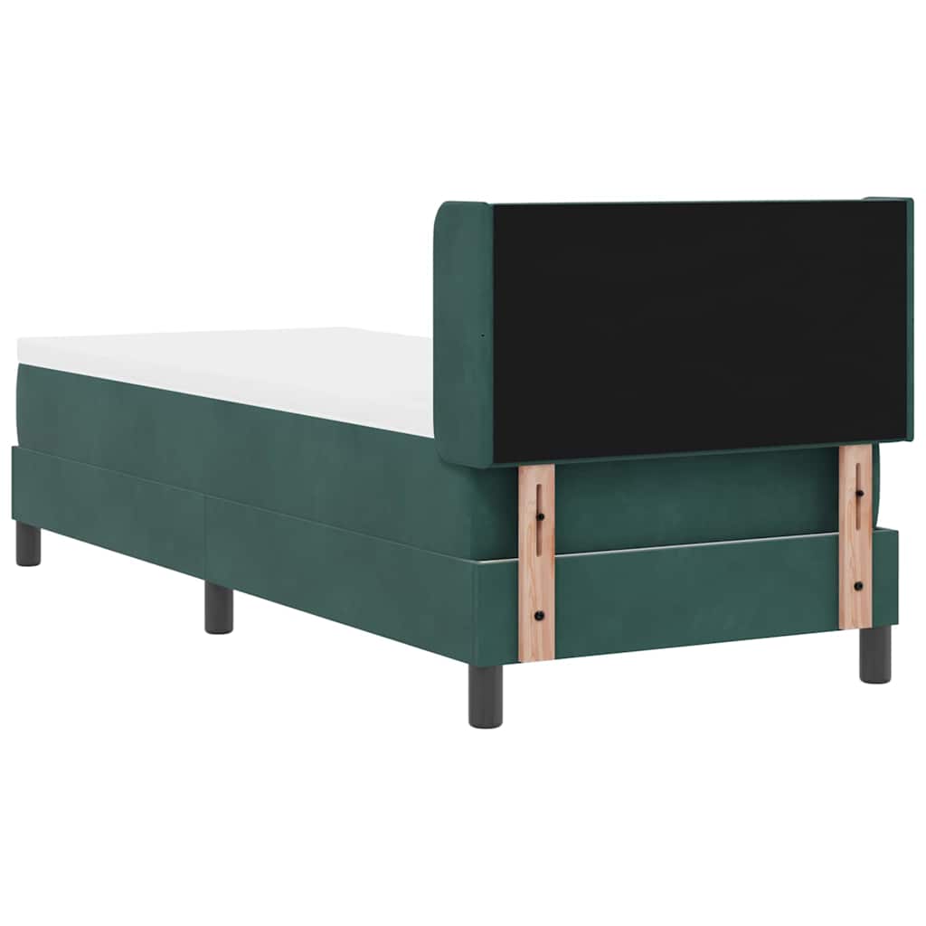 vidaXL Łóżko sprężynowe Z zagłówkiem Ciemna zieleń 200 x 80 cm Aksamit