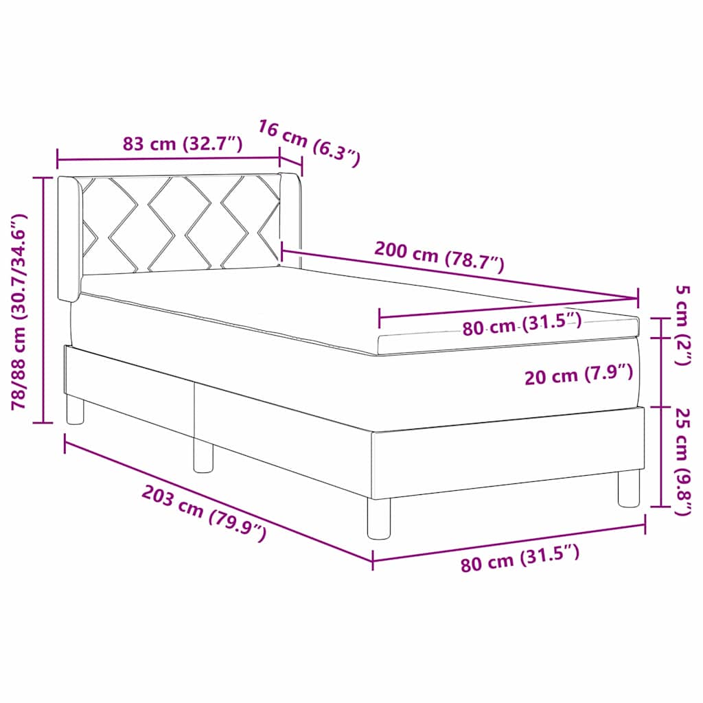 vidaXL Łóżko sprężynowe Z zagłówkiem Różowy 200 x 80 cm Aksamit