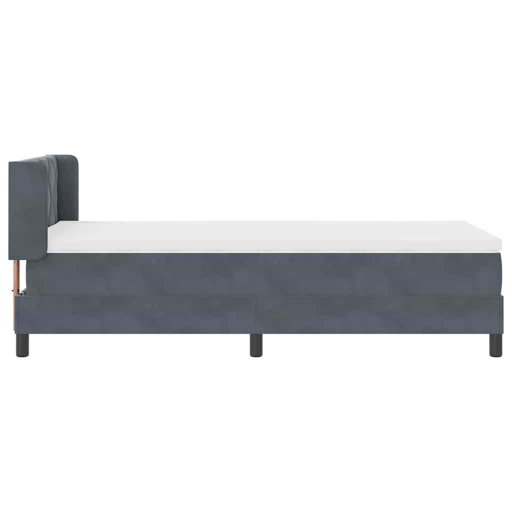 vidaXL Łóżko sprężynowe Z zagłówkiem Ciemnoszary 200 x 90 cm Aksamit