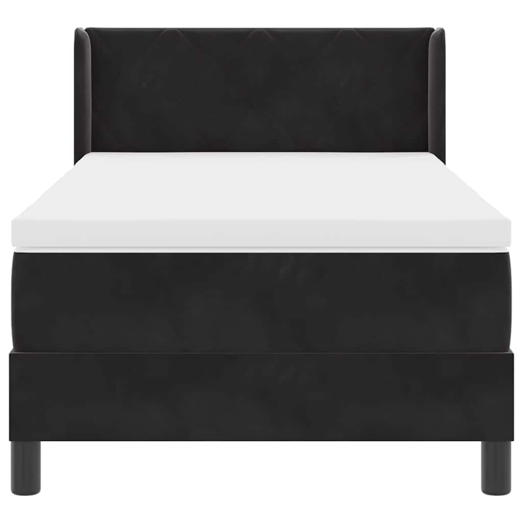 vidaXL Łóżko sprężynowe Z zagłówkiem Czarny 200 x 90 cm Aksamit