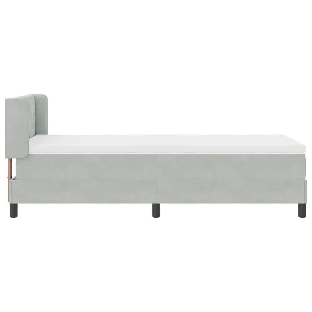 vidaXL Łóżko sprężynowe Z zagłówkiem Jasnoszary 200 x 100 cm Aksamit