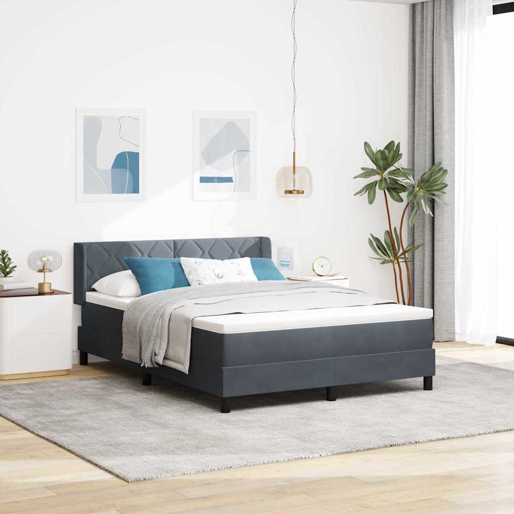 vidaXL Łóżko sprężynowe Z zagłówkiem Ciemnoszary 200 x 140 cm Aksamit