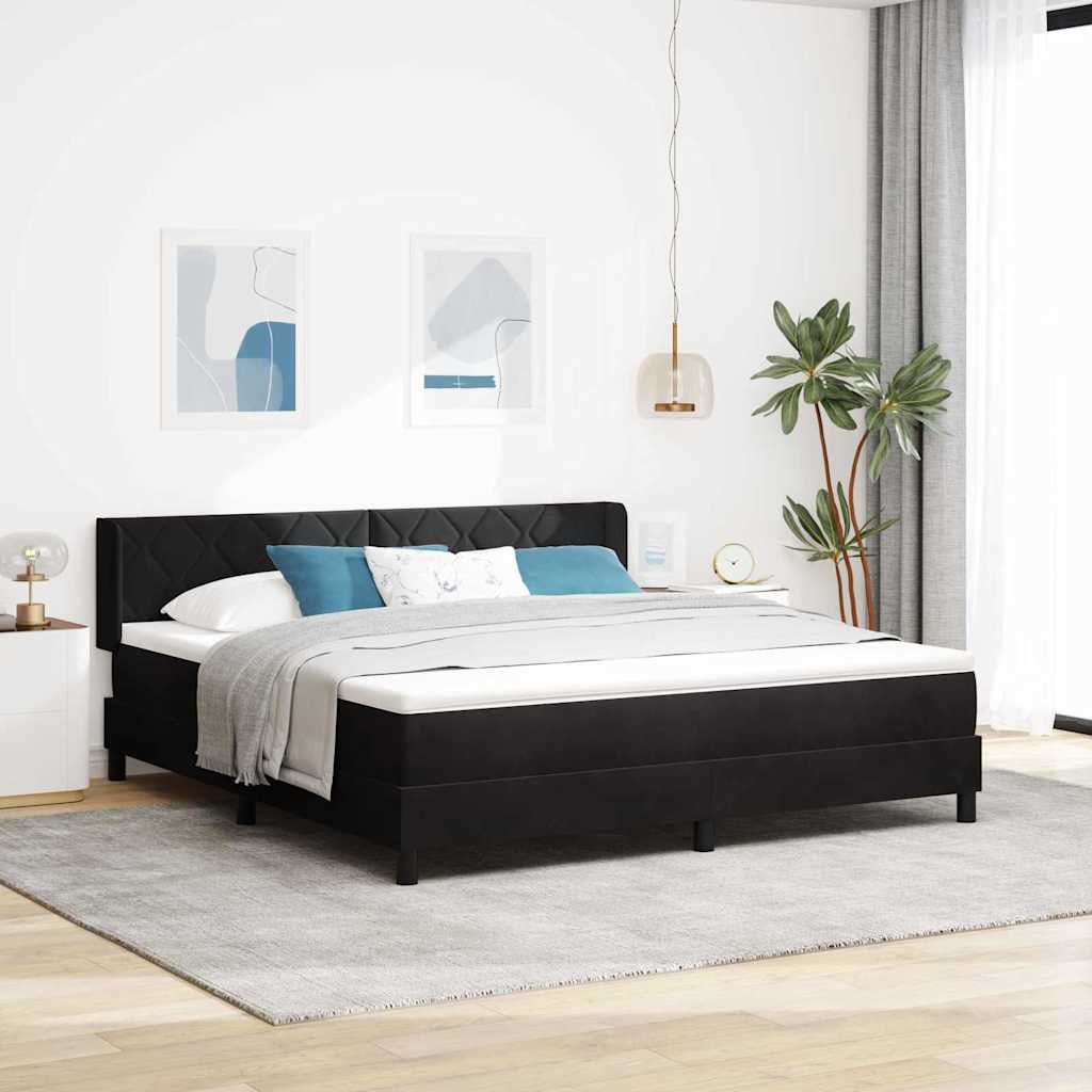 vidaXL Łóżko sprężynowe Z zagłówkiem Czarny 200 x 180 cm Aksamit