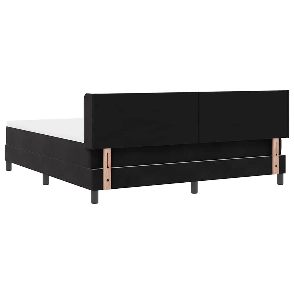vidaXL Łóżko sprężynowe Z zagłówkiem Czarny 200 x 180 cm Aksamit