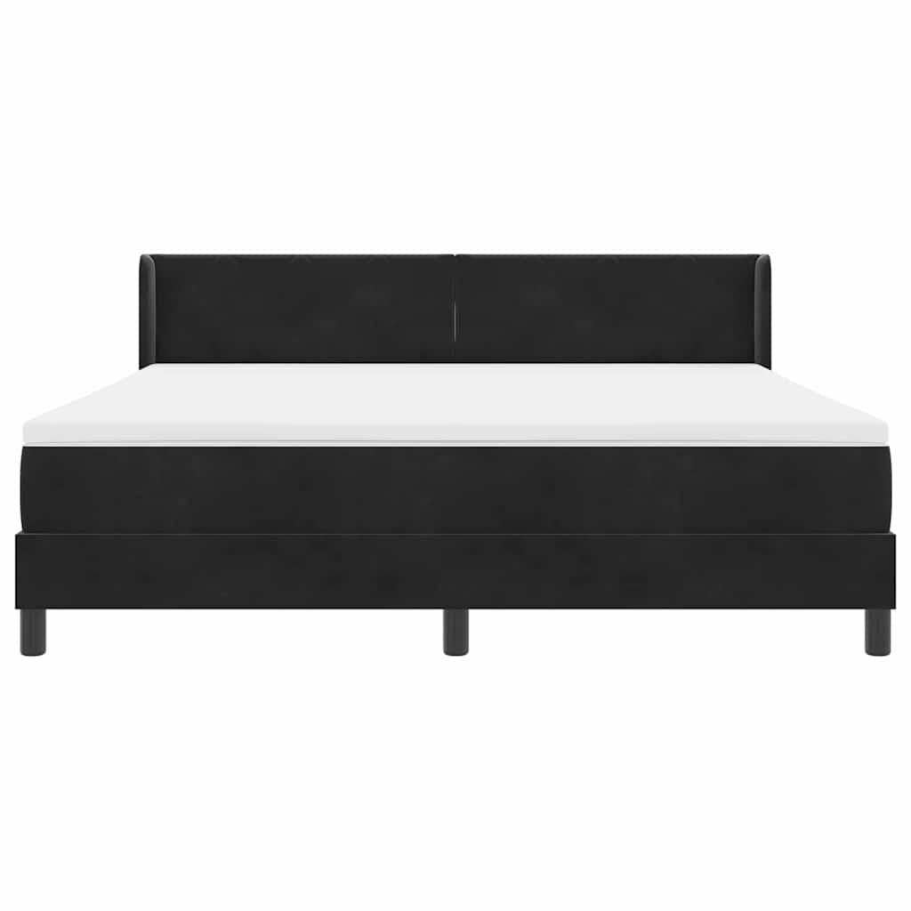 vidaXL Łóżko sprężynowe Z zagłówkiem Czarny 200 x 180 cm Aksamit