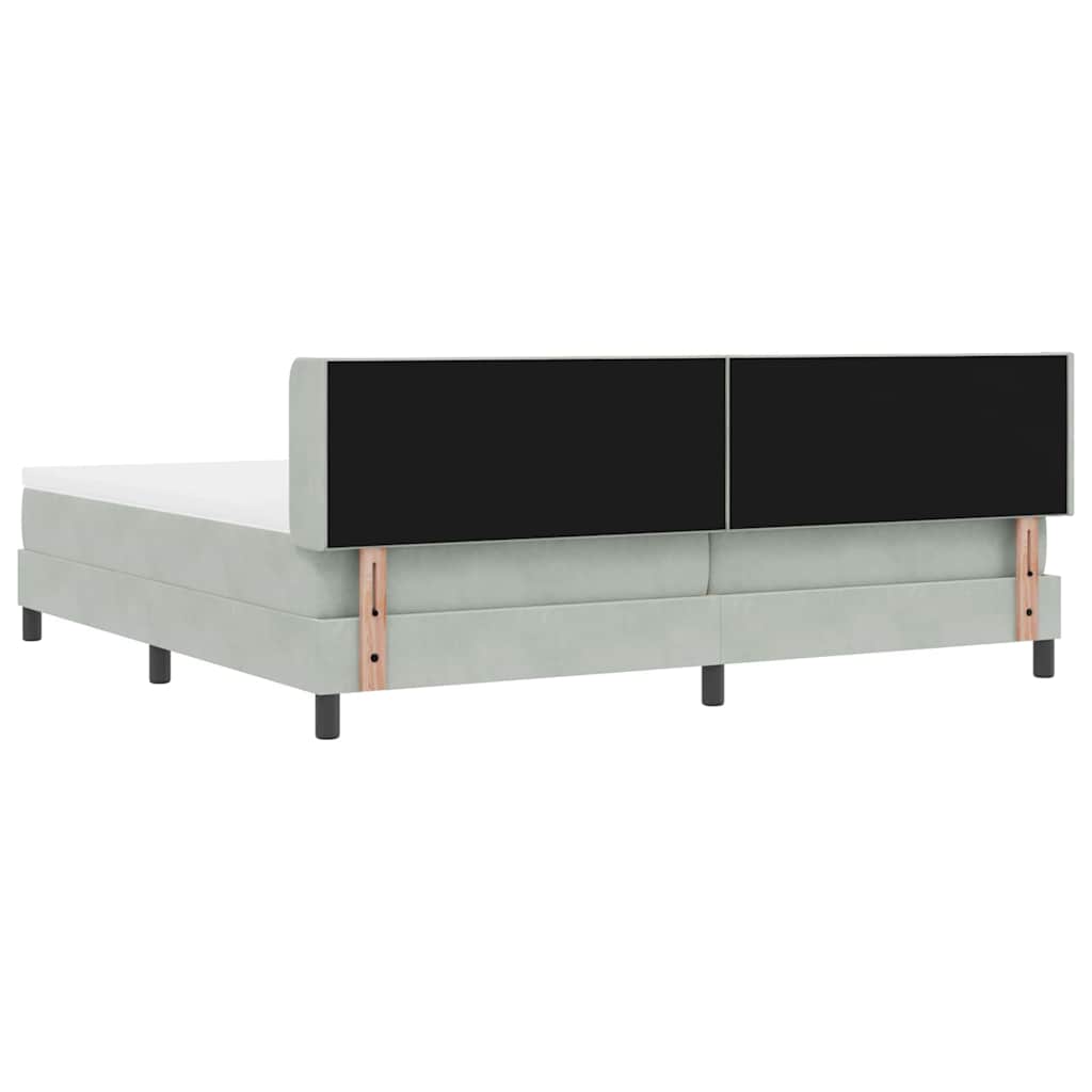 vidaXL Łóżko sprężynowe Z zagłówkiem Jasnoszary 200 x 200 cm Aksamit
