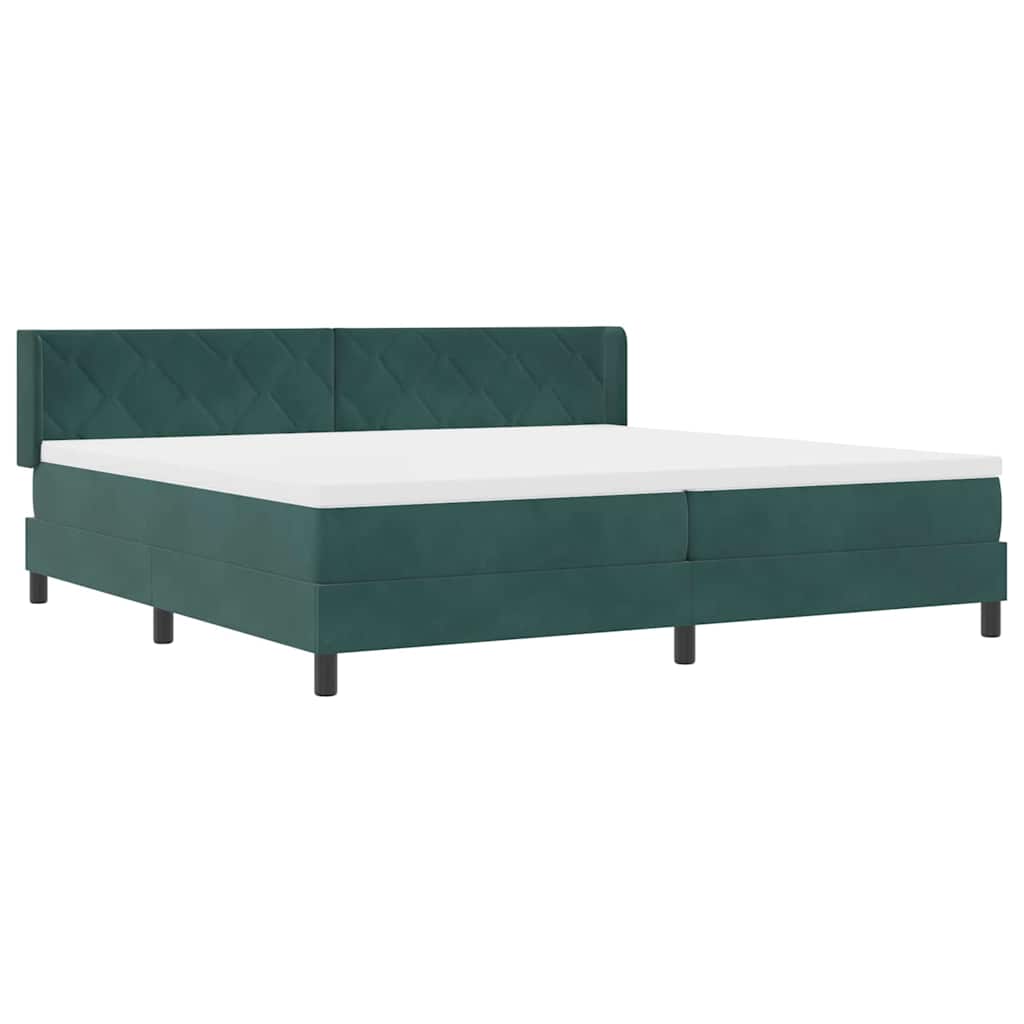 vidaXL Łóżko sprężynowe Ciemna zieleń 200 x 200 cm Aksamit