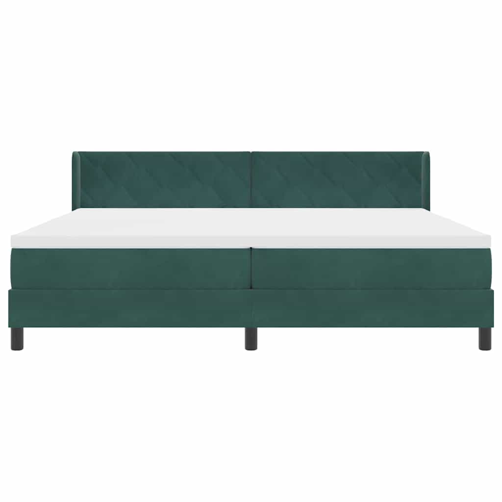 vidaXL Łóżko sprężynowe Ciemna zieleń 200 x 200 cm Aksamit