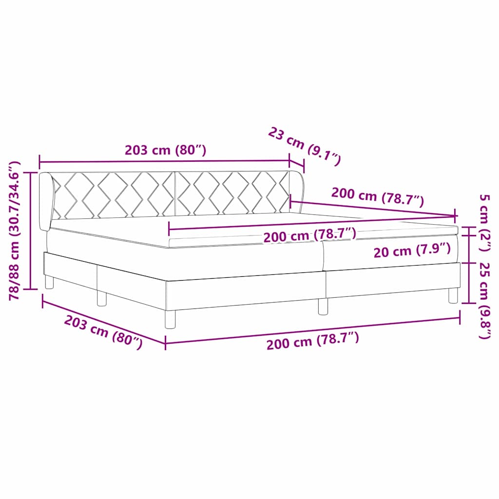 vidaXL Łóżko sprężynowe Ciemna zieleń 200 x 200 cm Aksamit