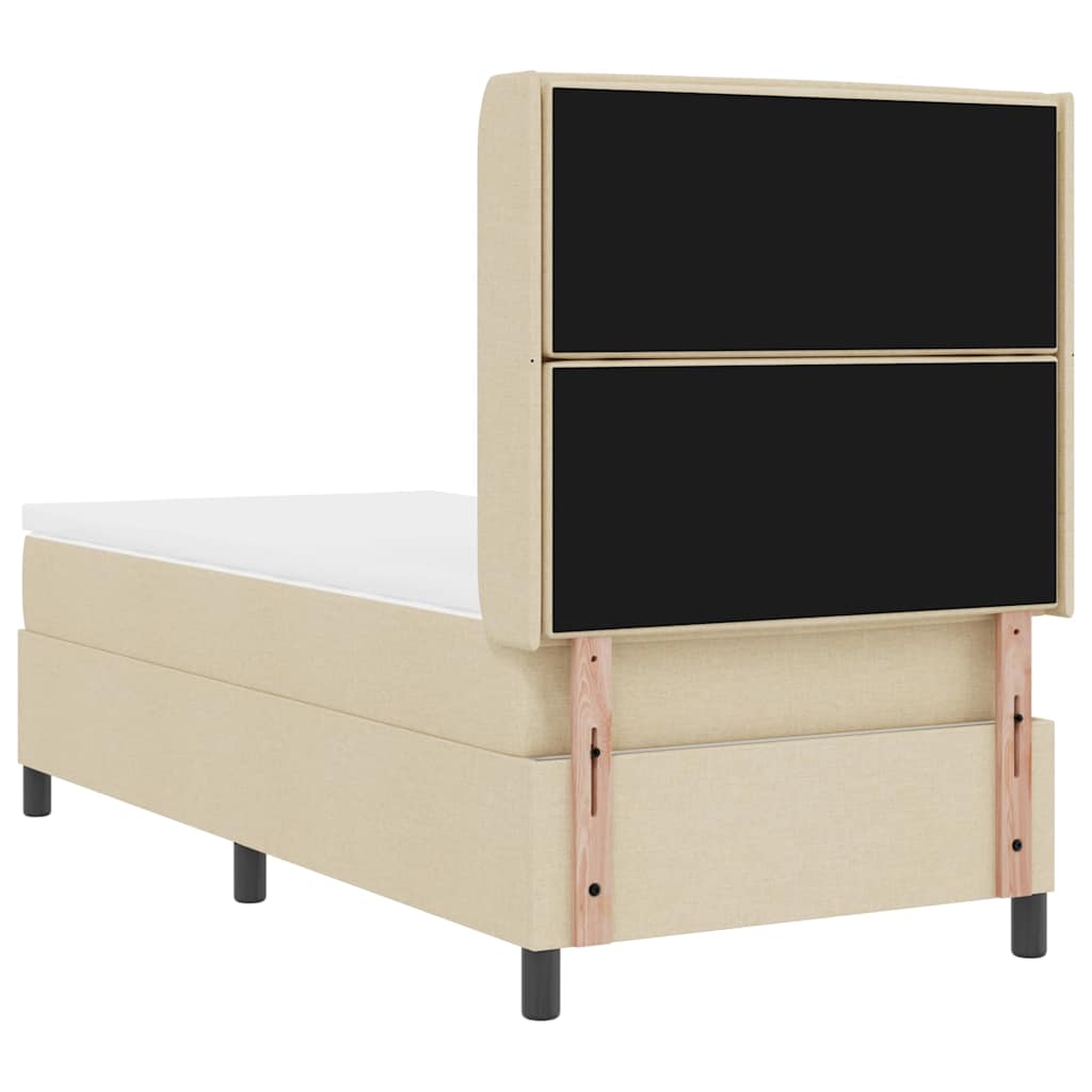 vidaXL Łóżko sprężynowe z poduszką Kremowy 200 x 80 cm tkanina