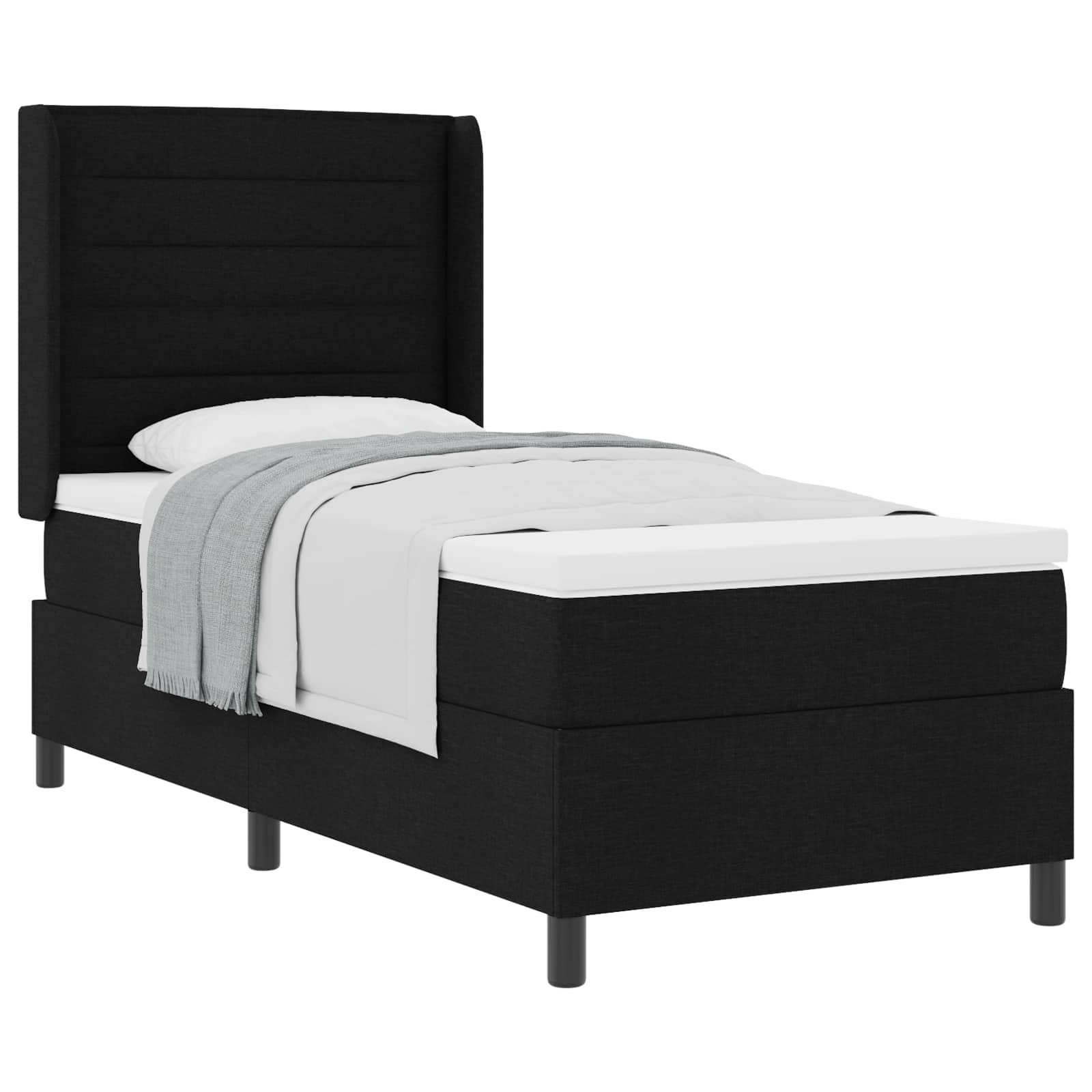 vidaXL Łóżko sprężynowe z materacem Czarny 200 x 90 cm tkanina