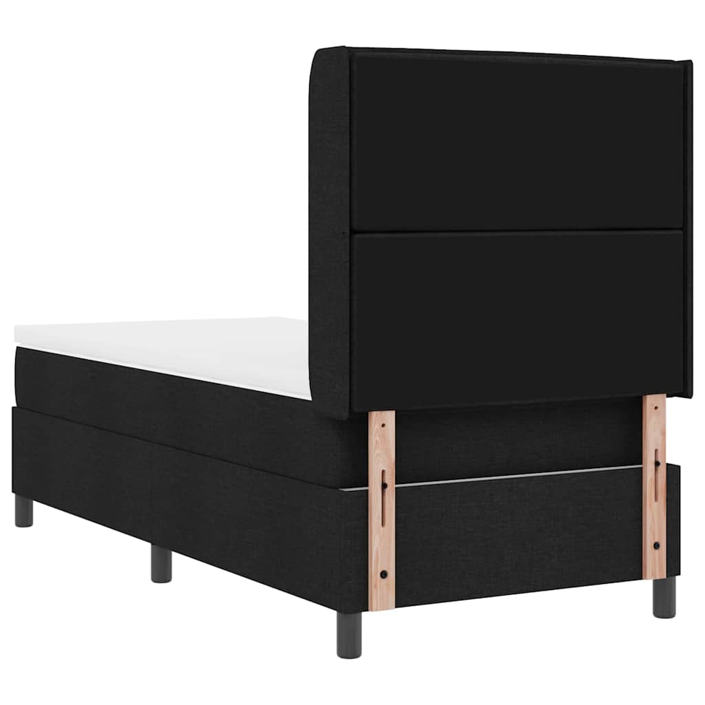vidaXL Łóżko sprężynowe z materacem Czarny 200 x 90 cm tkanina