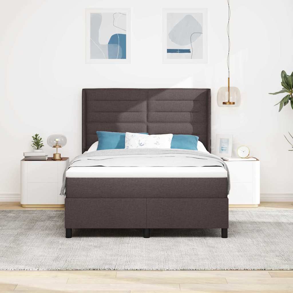 vidaXL Łóżko sprężynowe z materacem Ciemny brąz 200 x 160 cm tkanina