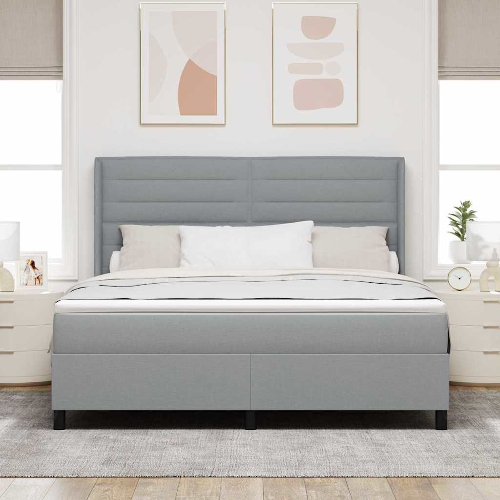 vidaXL Łóżko sprężynowe z poduszką Jasnoszary 200 x 180 cm tkanina