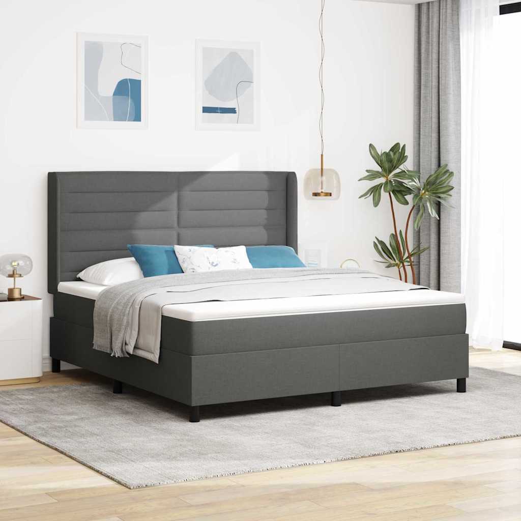 vidaXL Łóżko sprężynowe z materacem Ciemnoszary 200 x 180 cm tkanina