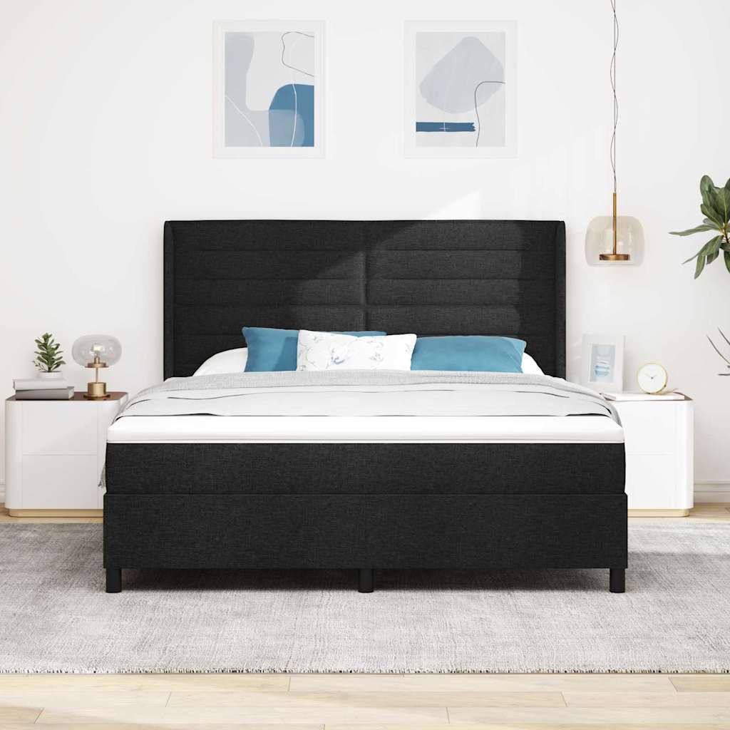 vidaXL Łóżko sprężynowe z materacem Czarny 200 x 180 cm tkanina